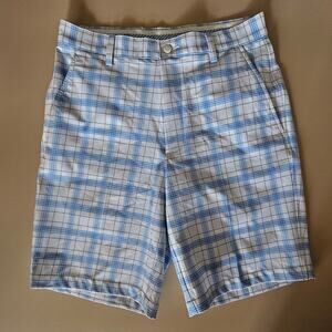 EUC FootJoy Golf FJ Men's Performance Summer Casual Plaid Flat Front Shorts W 30